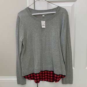 NWT! J. Crew Flannel Plaid Crewneck Sweater